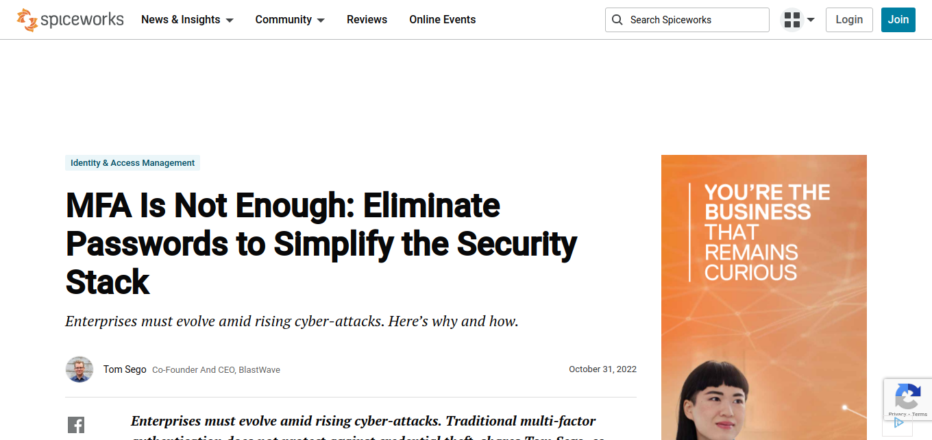 MFA Is Not Enough: Eliminate Passwords to Simplify the Security Stack
